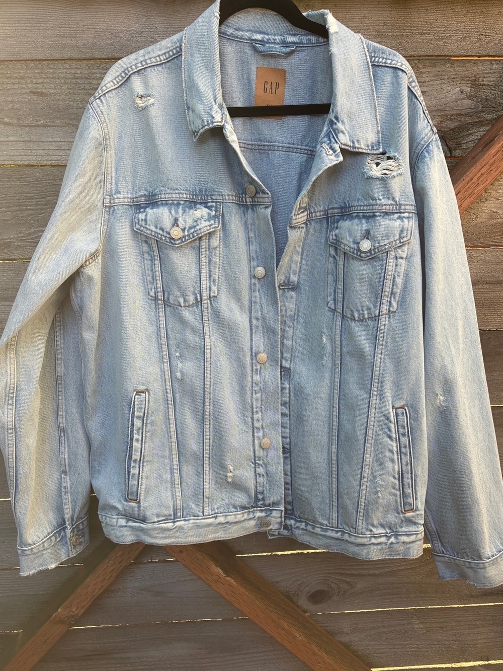 GAP Light Wash Distressed Denim Jacket *NWT*